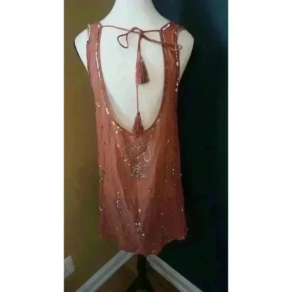 Free People Copper Starry Night Tunic – Sleeveless Boho Summer Top (M) - Picture 10 of 16